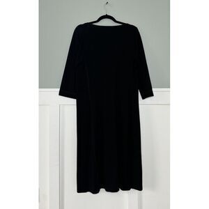 L.L. Bean‎ Dress Women's Medium  Black Midi 3/4 Sleeves Knit Pullover Stretch